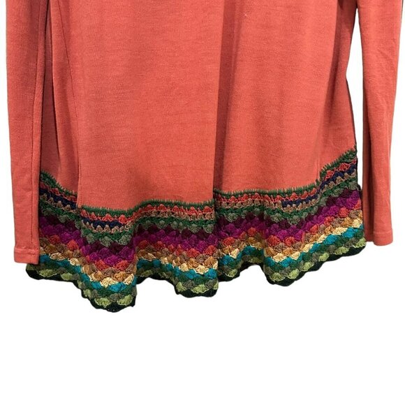 Double Zero Cardigan Sweater Rainbow Crochet Open Rainfall Collar Cottage Size M - Picture 4 of 6